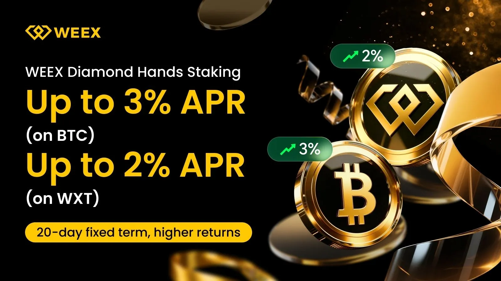 《钻石之手计划》第1集：BTC 3% + WXT 2%，锁仓20天